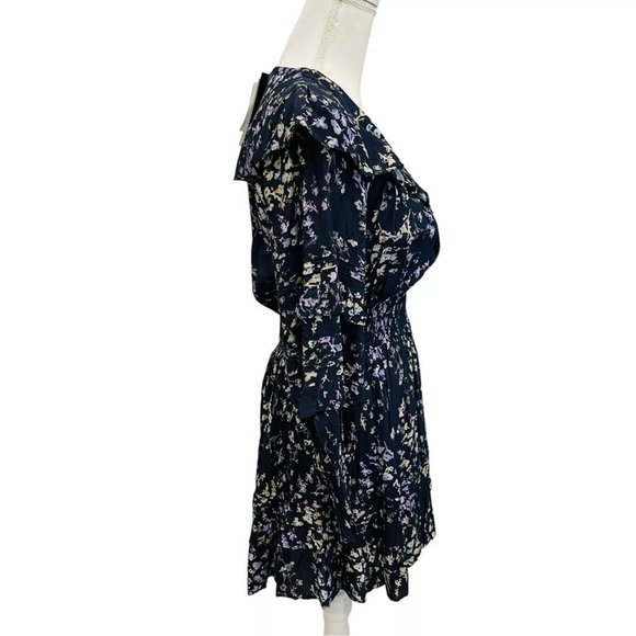 FRENCH CONNECTION Womens Birgin Colette Eco Crepe Ruffle Tiered Dress Navy NWT - Picture 6 of 14